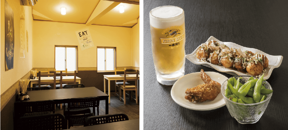 大阪で飲食店のメニュー・販促物の制作は「おいしいデザイン.com」 元祖鉄板 たこ海賊 九条店 店内画像