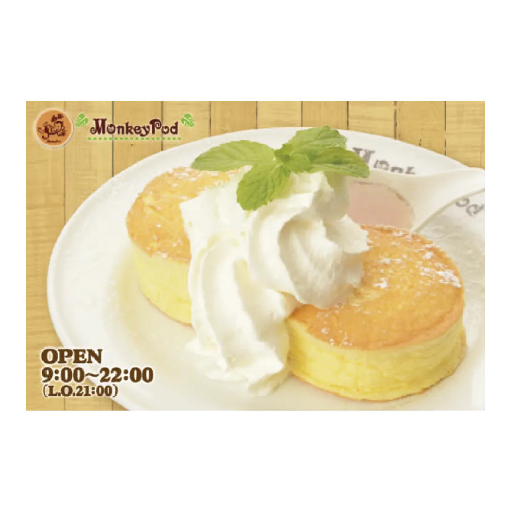 大阪で飲食店のメニュー・販促物の制作は「おいしいデザイン.com」 Monkey Pod あびこ店 手配りチラシ